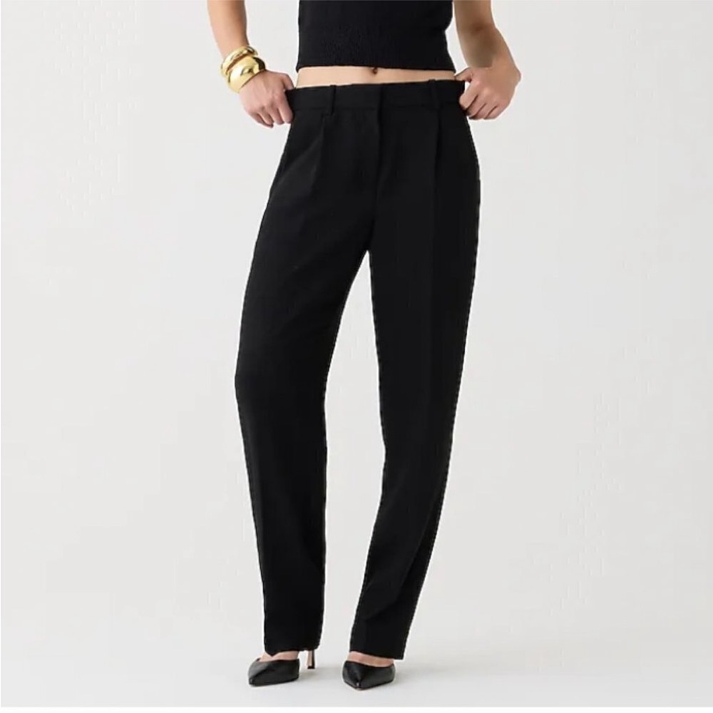 NWT J.Crew Drapey Cupro Blend Full Length Trouser Pants Black Size 4 $158